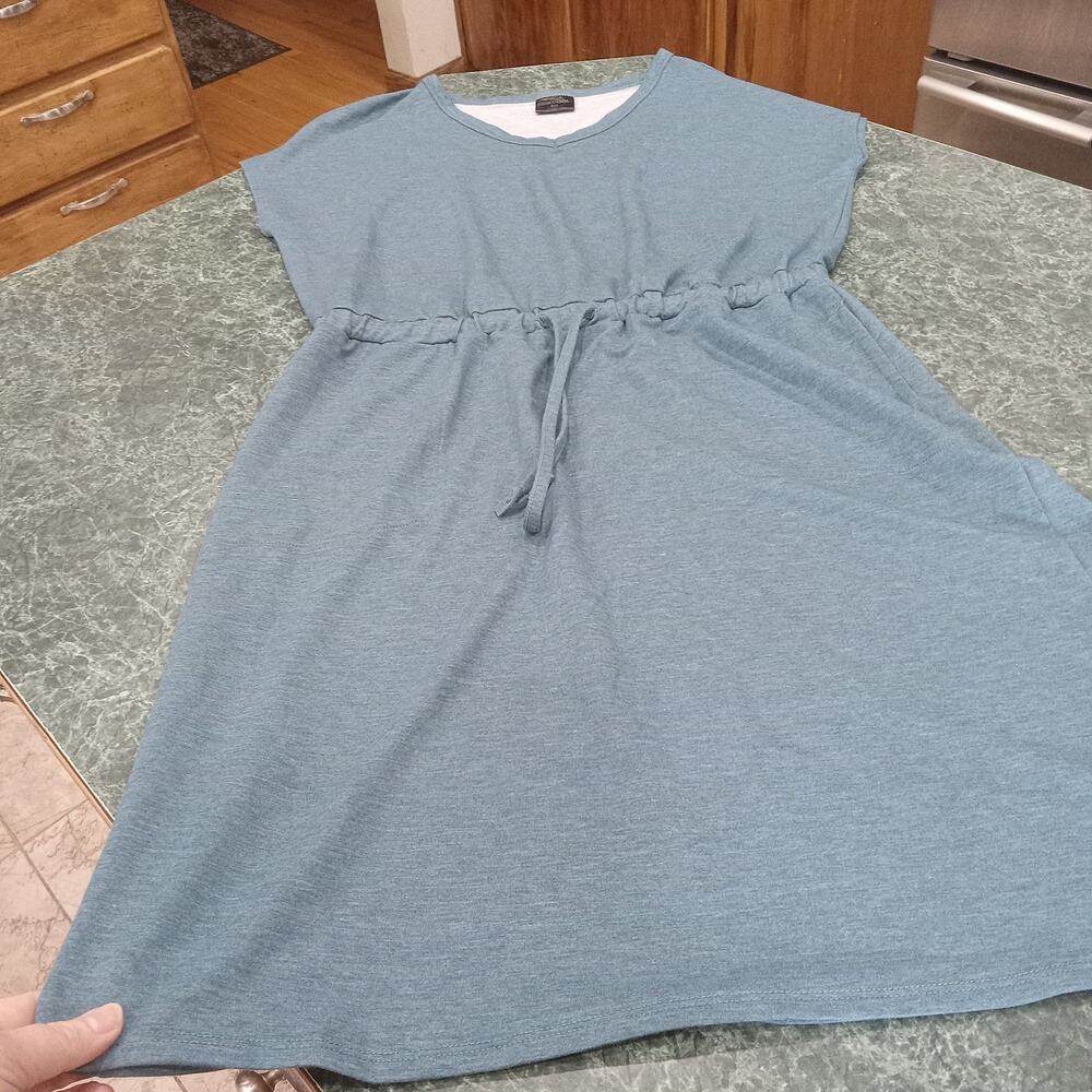 32 Degrees Cool Women's Dress Drawstring Waistband, Size M Teal Pockets Beachy
